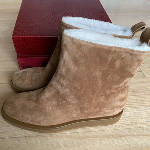 Tamara Mellon Inside Edge Suede Shearling Boots NEW Size 38